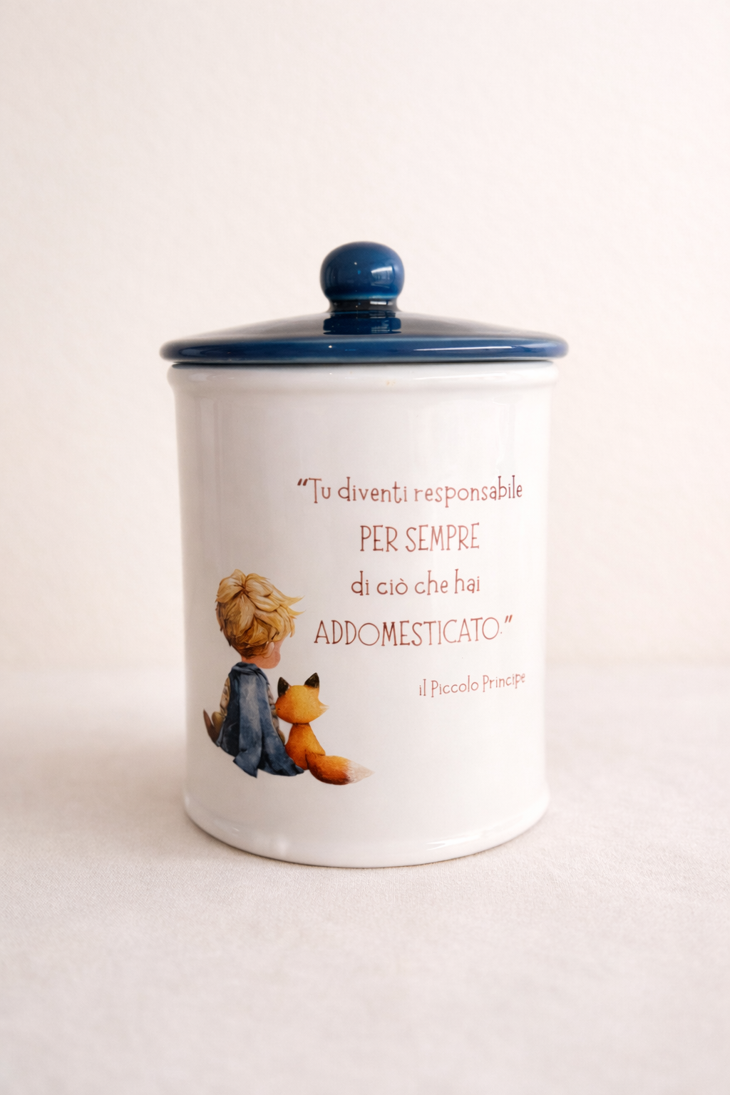 Biscottiera in ceramica artigianale 15cm decorazione a tema Piccolo Principe