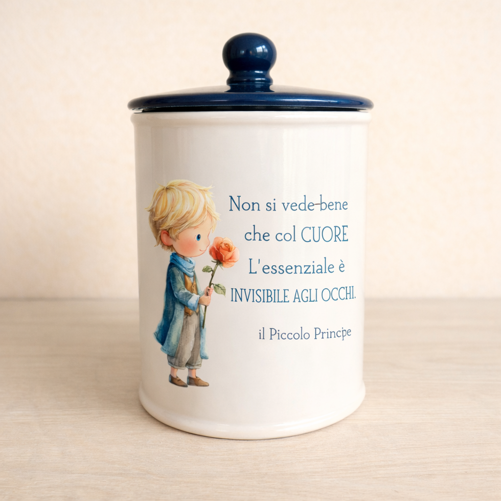 Biscottiera in ceramica artigianale 15cm o 19cm decorazione a tema Piccolo Principe
