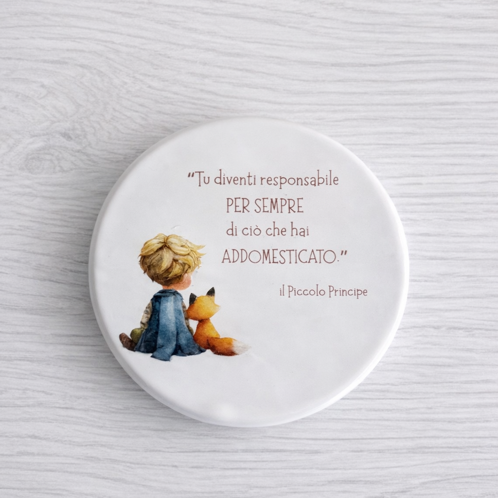 Sottopentola in ceramica diametro 10cm tema "Piccolo Principe"