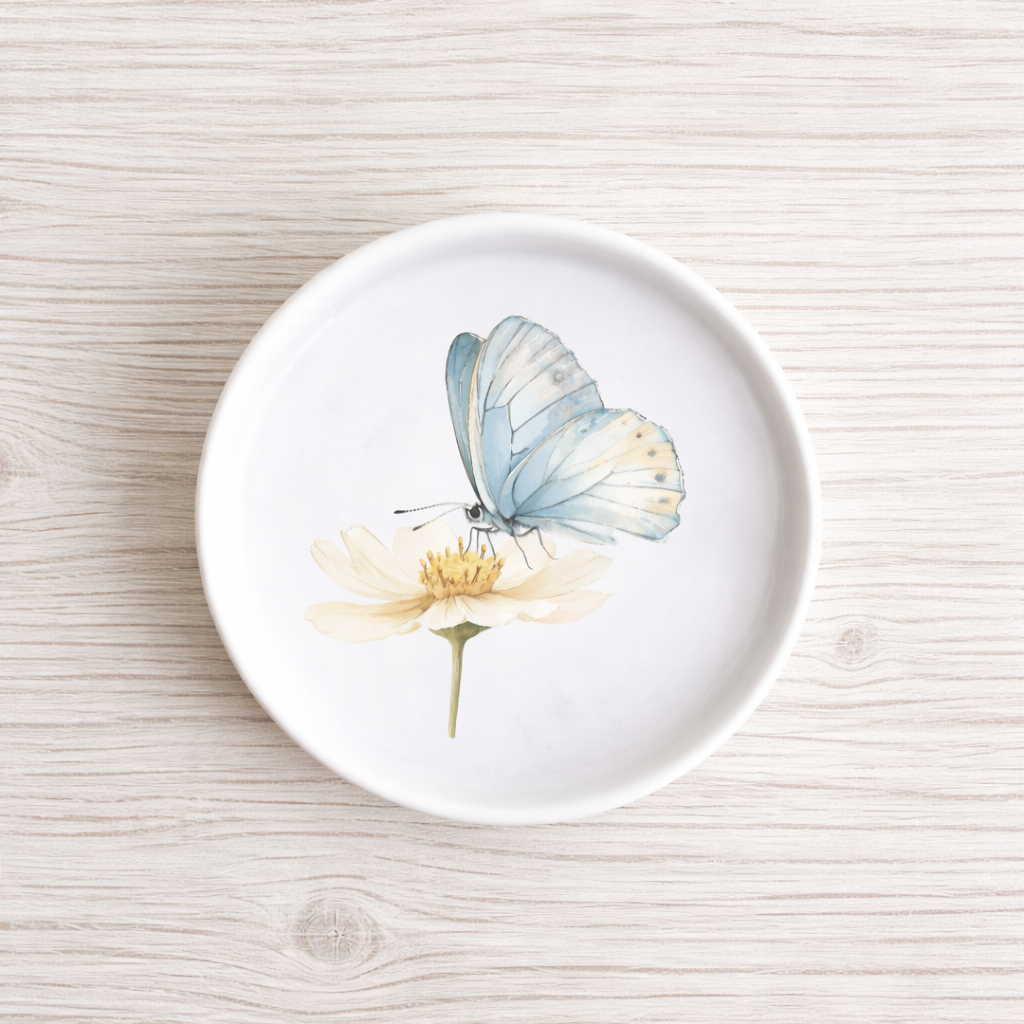 Piattino sottobottiglia in Ceramica con Farfalla country diametro 11 cm