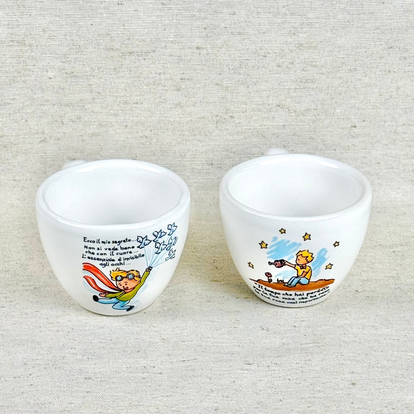 Set 2 Tazzine da Caffè in ceramica artigianale decorazione Piccolo Principe con frasi