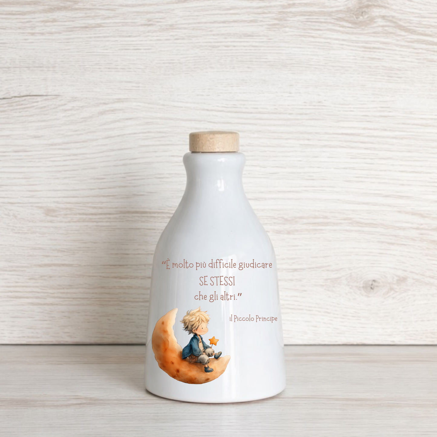Orcio in ceramica artigianale con frase del Piccolo Principe dimensione da 100 ml  / 250 ml / 500 ml "