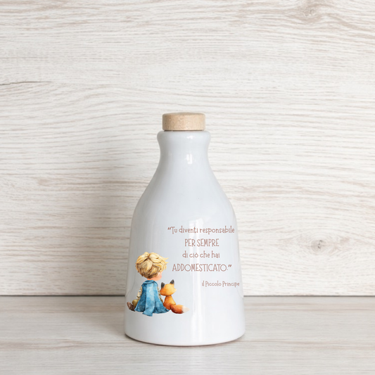 Orcio in ceramica artigianale con frase del Piccolo Principe dimensione da 100 ml  / 250 ml / 500 ml "Tu diventi responsabile per sempre..."
