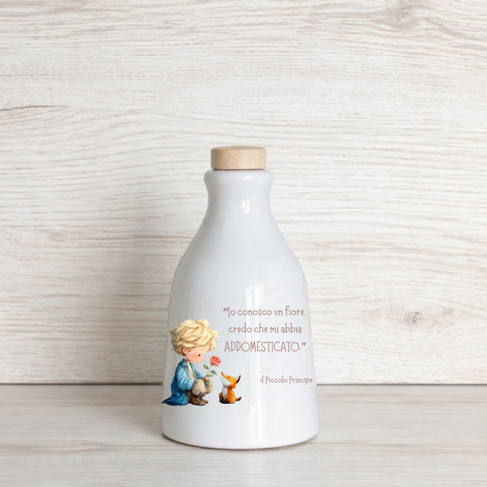 Orcio in ceramica artigianale con frase del Piccolo Principe dimensione da 100 ml  / 250 ml / 500 ml "Io conosco un fiore..."