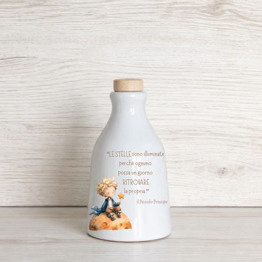 Orcio in ceramica artigianale con frase del Piccolo Principe dimensione da 100 ml  / 250 ml / 500 ml "Le stelle sono illuminate..."