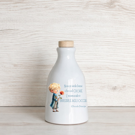 Orcio in ceramica artigianale con frase del Piccolo Principe dimensione da 100 ml  / 250 ml / 500 ml "L'essenziale è invisibile agli occhi"