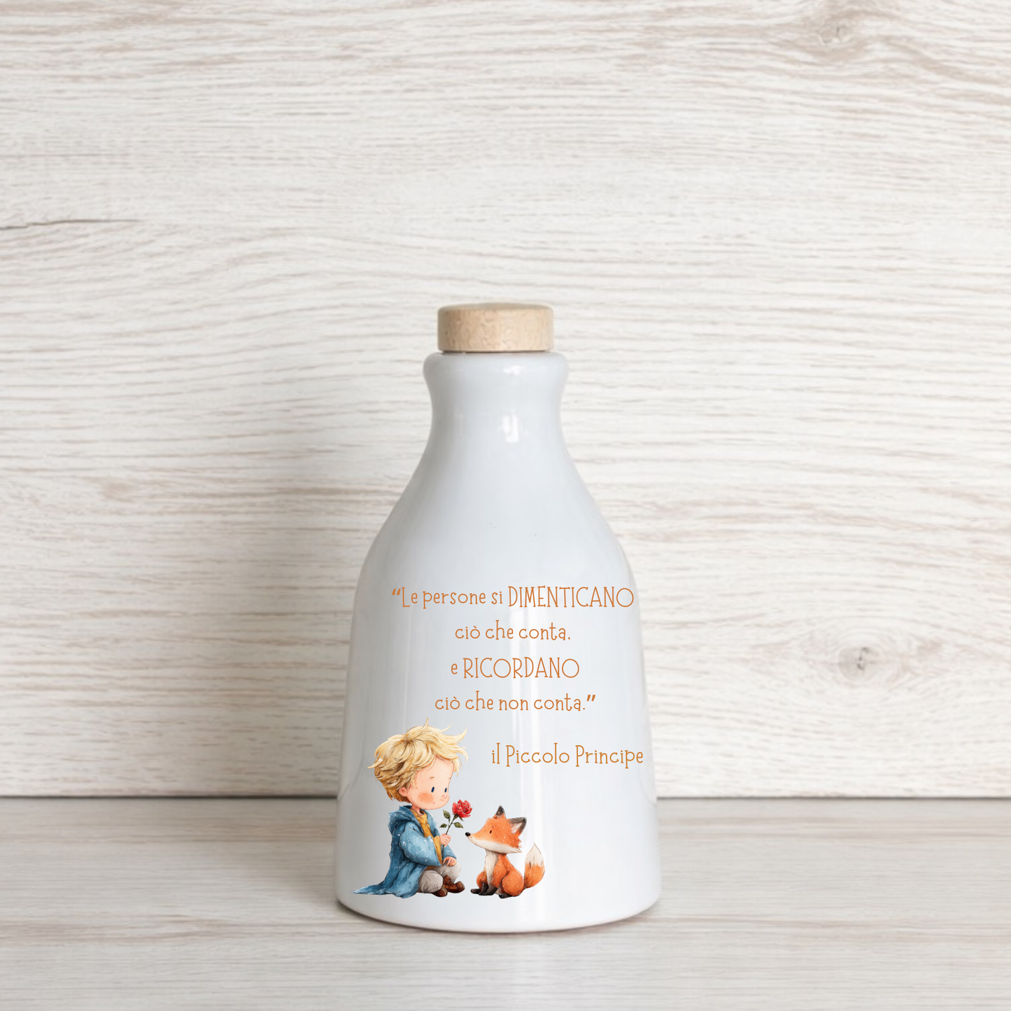 Orcio in ceramica artigianale con frase del Piccolo Principe dimensione da 100 ml  / 250 ml / 500 ml " Le persone si dimenticano..."