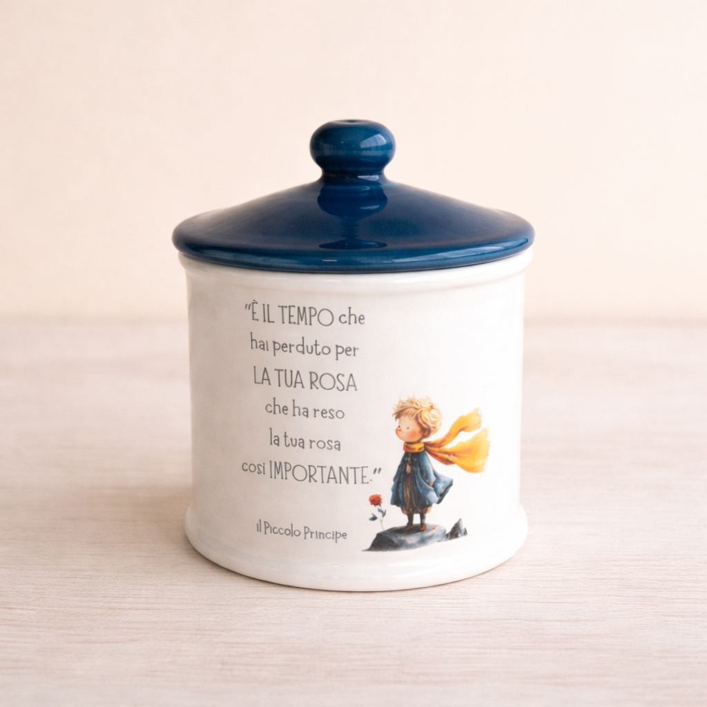 Zuccheriera in ceramica artigianale 10 cm decorazione a tema Piccolo Principe
