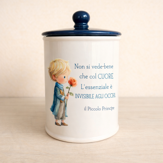 Biscottiera in ceramica artigianale 15cm o 19cm decorazione a tema Piccolo Principe