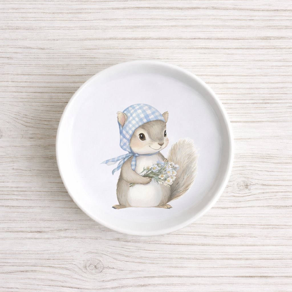 Piattino sottobottiglia in Ceramica con Scoiattolo country diametro 11 cm