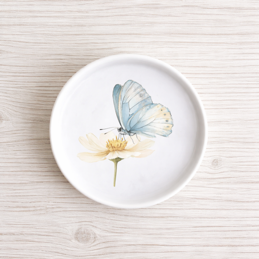 Piattino sottobottiglia in Ceramica con Farfalla country diametro 11 cm