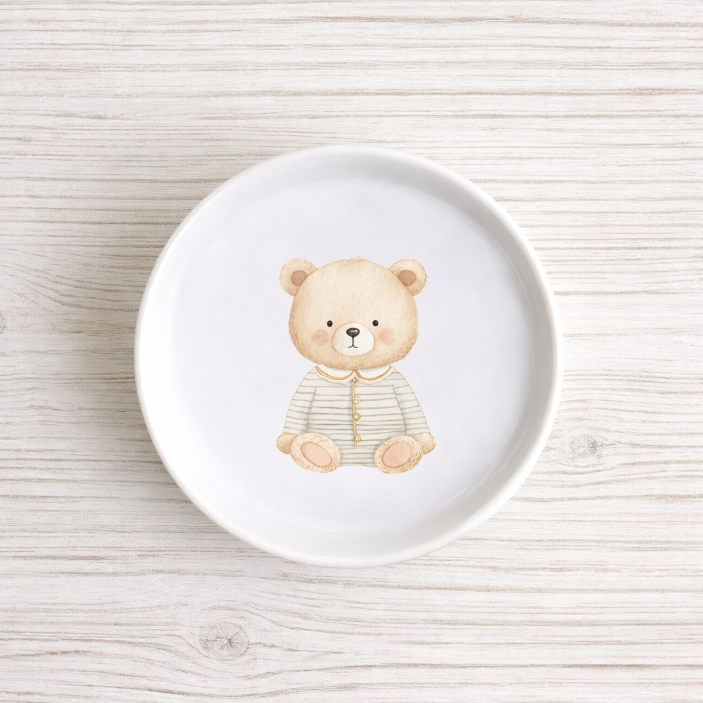 Piattino sottobottiglia in Ceramica con Orsetto country diametro 11 cm