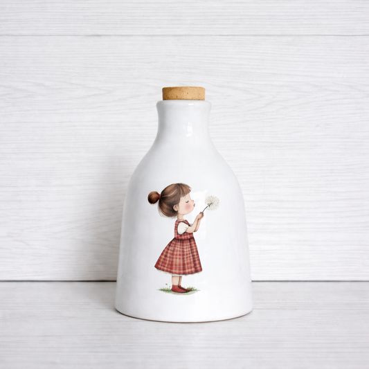 Orcio in ceramica artigianale Bimba con soffione dimensione da 100 ml  / 250 ml decorazione