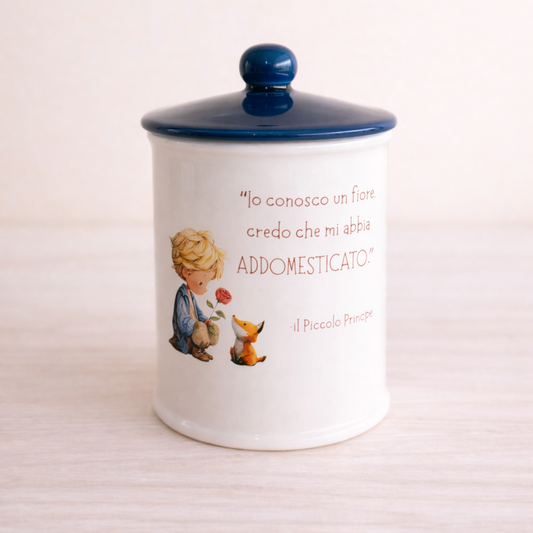 Biscottiera in ceramica artigianale 15cm o 19cm  decorazione a tema Piccolo Principe