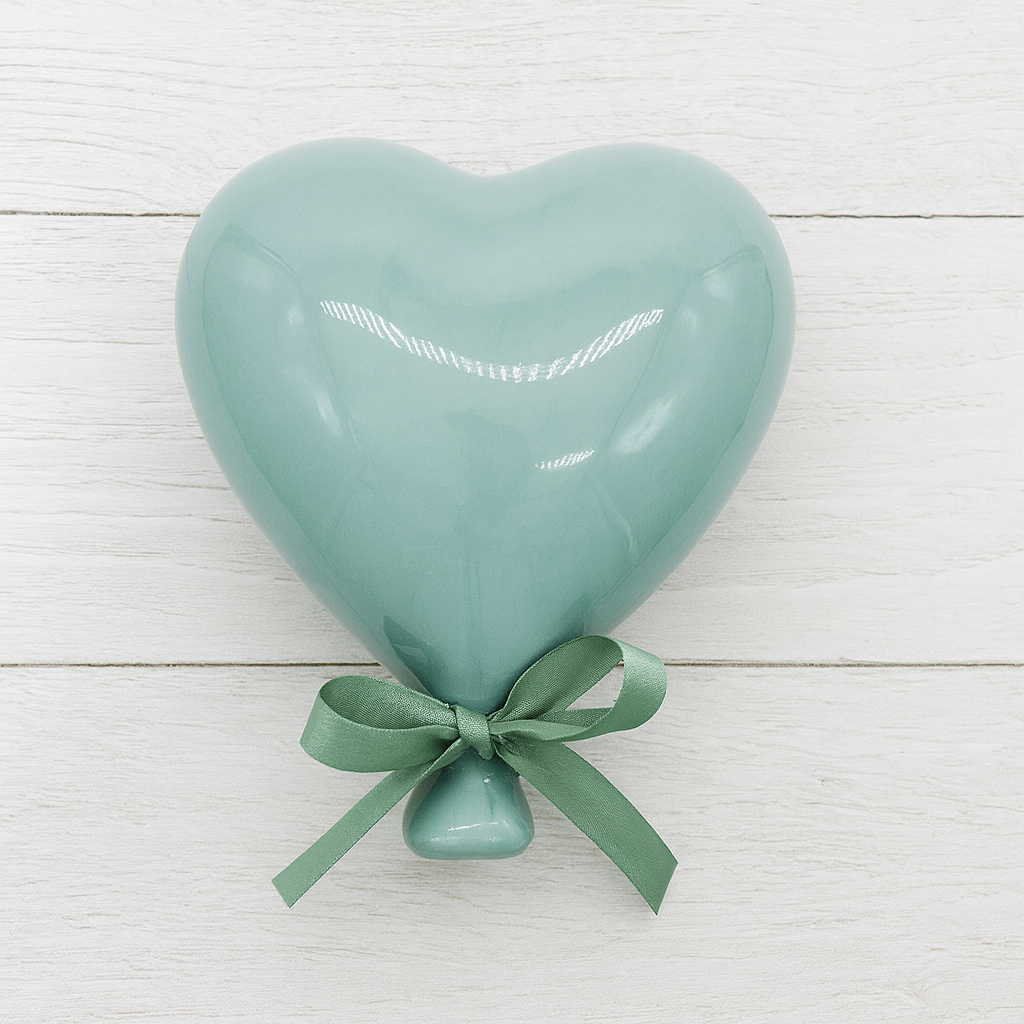 Palloncino a forma di cuore in ceramica artigianale 8 cm da appendere