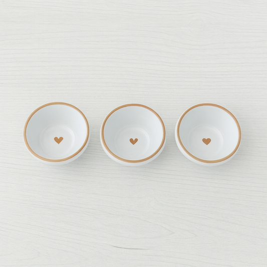 Set di 3 Ciotoline  in ceramica artigianale con cuoricino