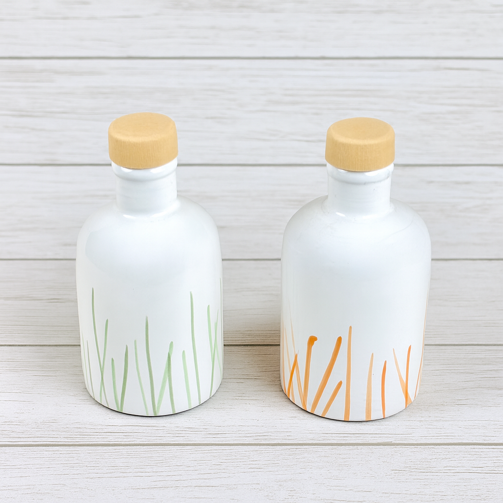 Orcio in ceramica artigianale da 100 ml decorazione fili di erba