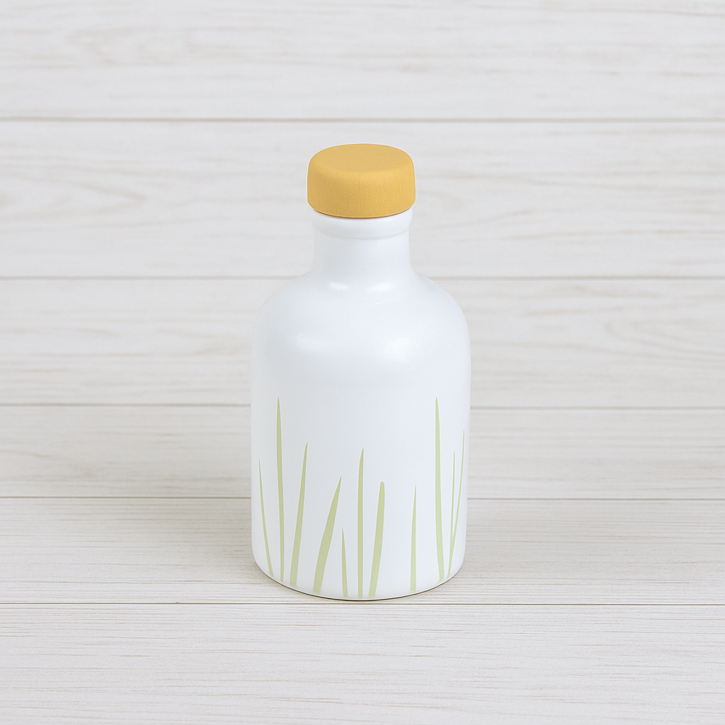 Orcio in ceramica artigianale da 100 ml decorazione fili di erba