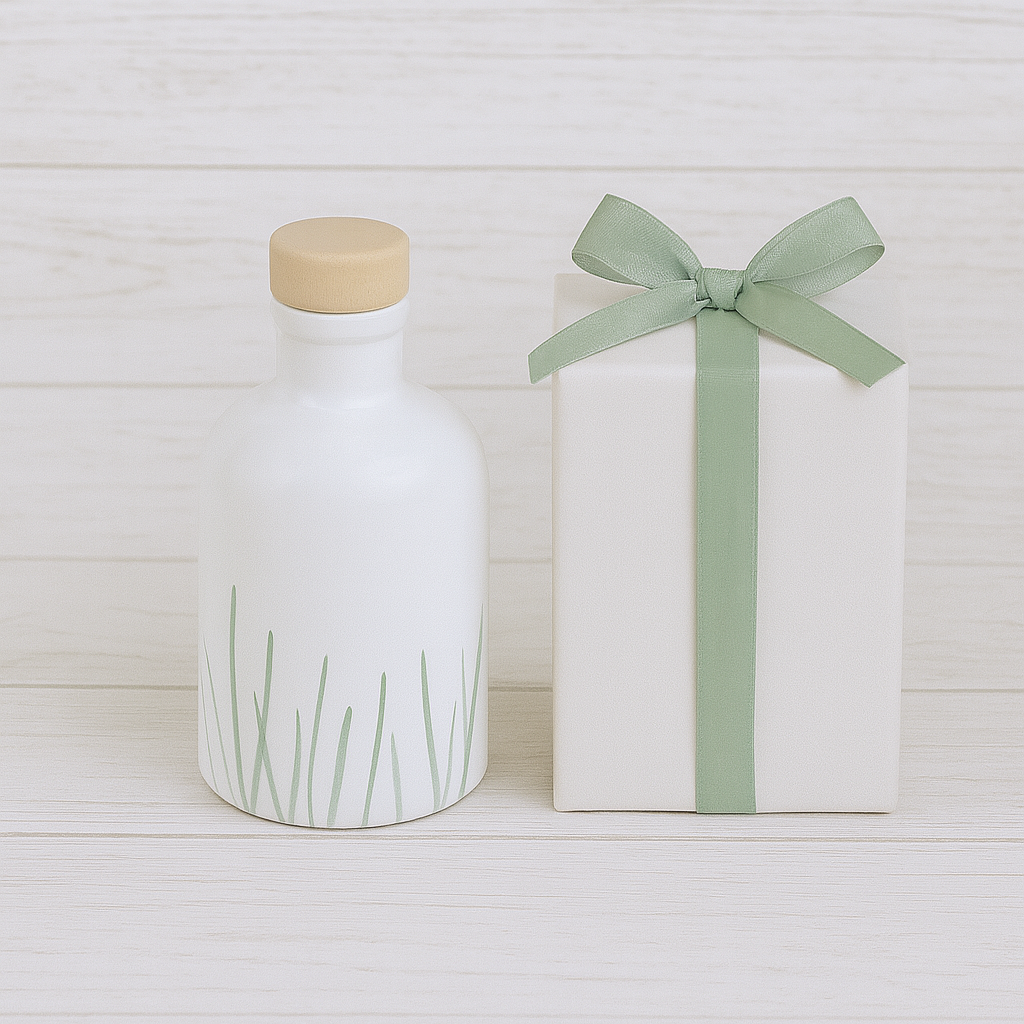 Orcio in ceramica artigianale da 100 ml decorazione fili di erba